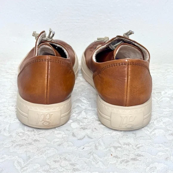PAUL GREEN Hadley Sneakers Cognac Brown Washed Leather Platform UK 7.5 | US 10 - Picture 7 of 14